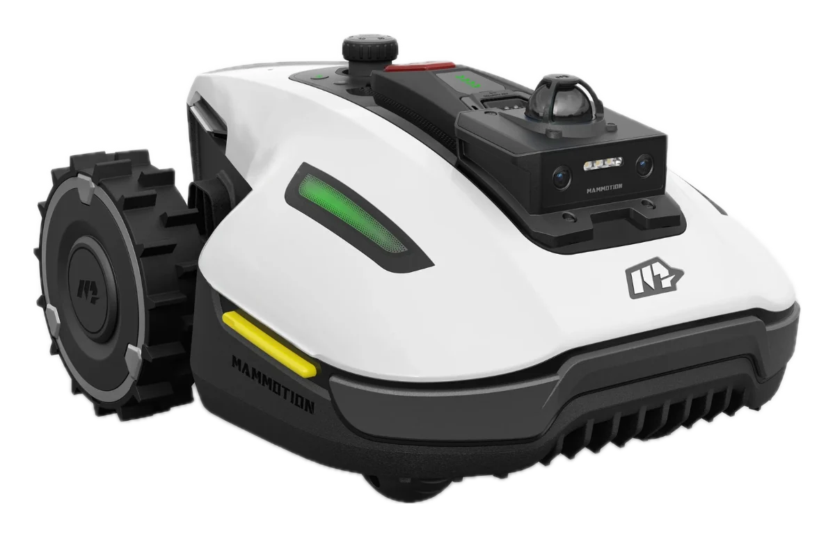 Mammotion YUKA mini 2 — przód robota z modułem kamer AI Vision